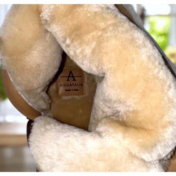 Aquatalia $525 Nelle Womens 7.5 Suede Shearling Waterproof Boots Italian Luxury - Picture 12 of 15